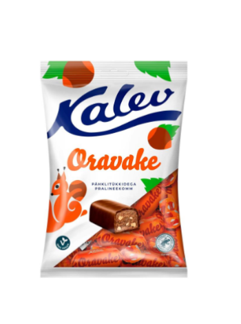 Конфеты пралине с кусочками орехов Kalev Oravake 175г