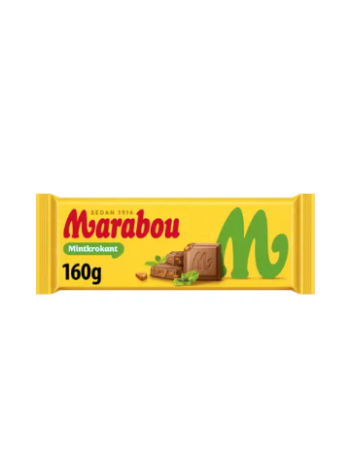 Плиточный шоколад Marabou Mint krokant 160г со вкусом мяты