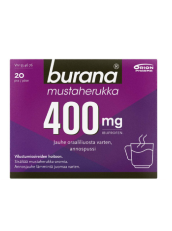Порошок обезболивающий BURANA JAUHE ORAALILIUOSTA VARTEN 400мг 20шт