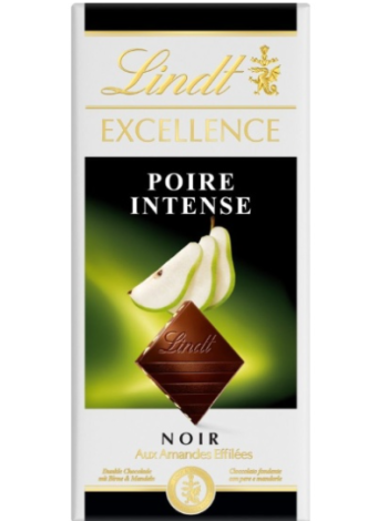 Шоколад темный с грушей и кусочками миндаля Lindt Excellence Poire Intense 100 г
