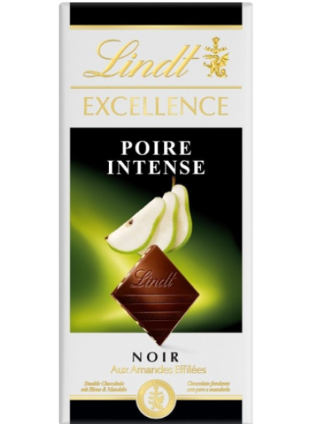 Шоколад темный с грушей и кусочками миндаля Lindt Excellence Poire Intense 100 г