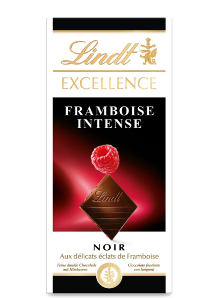 Плитка темного шоколада с малиной LINDT Excellence 100г 