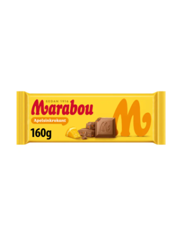 Плиточный шоколад Marabou  Apelsinkrokant 160г с апельсином