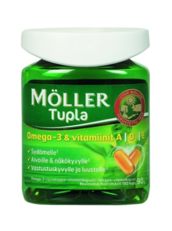 Капсулы Moller Tupla омега-3 витамины A, D и E 150 шт