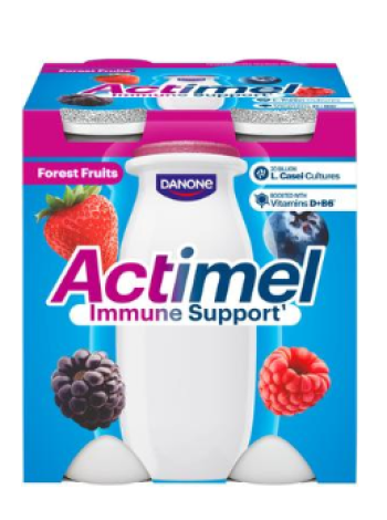 Питьевой йогурт ACTIMEL 4х100мл ежевика малина черника клубника