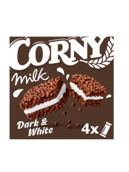 Батончики с какао и молочно-кремовой начинкой Corny Milk Dark & ​​White 4x30 г