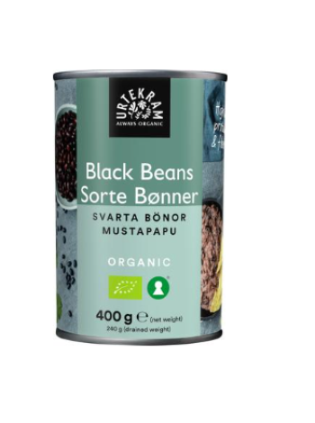 Органическая черная фасоль Urtekram Luomu Mustapapu Suolavedessä 400/240г в ж/б