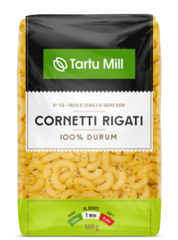 Макароны TARTU MILL Cornetti из твердых сортов пшеницы 500 г