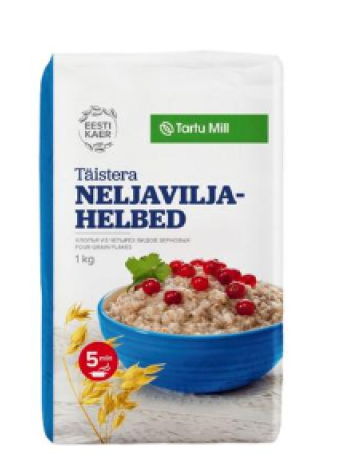 Цельнозерновые хлопья из четырех злаков TARTU MILL Täistera neljaviljahelbed 500г