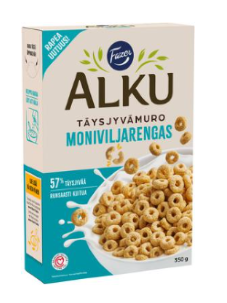 Цельнозерновые колечки Fazer Alku Moniviljarengas täysjyvämuro 350 г