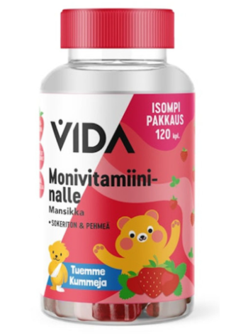 Мультивитамины для детей Vida Monivitamiininalle mansikka 120 таб клубника