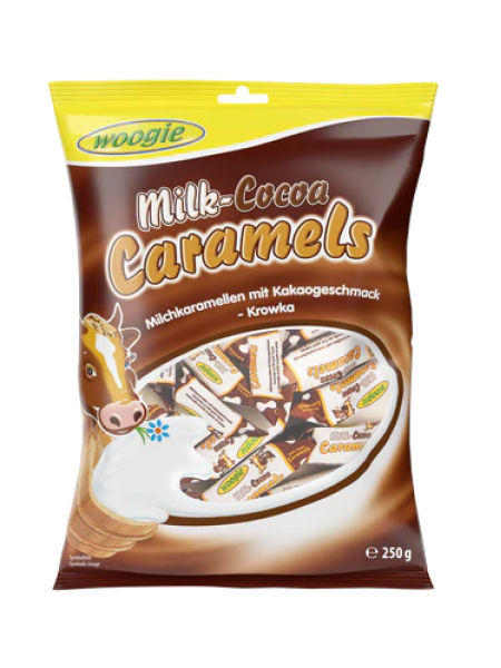 Конфеты коровка со вкусом какао Woogie Milk caramels cocoa 250г