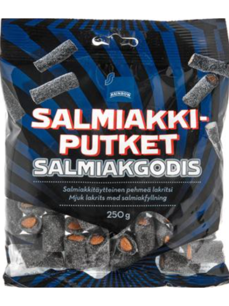 Лакричные конфеты с начинкой Rainbow Salmiakkiputket 250г