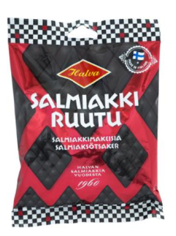 Классические конфеты с лакрицей Halva Salmiakkiruutu 170г
