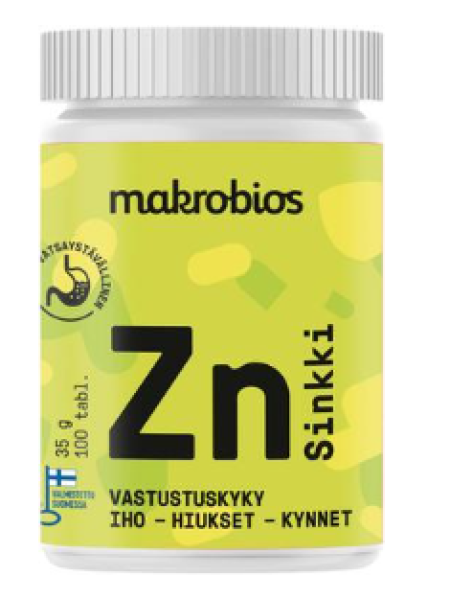 Препарат с цинком Makrobios Sinkki 15 mg 100таб