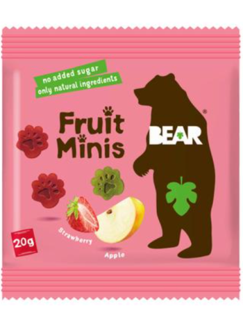 Батончики фруктово-овощные BEAR Fruit Minis 20 г со вкусом клубники и яблока