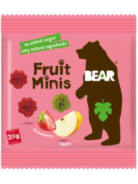 Батончики фруктово-овощные BEAR Fruit Minis 20 г со вкусом клубники и яблока 