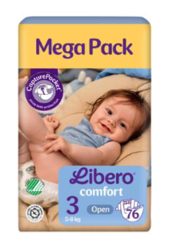 Подгузники LIBERO Comfort на липучке размер 3, 76 шт 5-8 кг