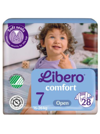 Подгузники LIBERO Comfort на липучке размер 7 28 шт  16-26 кг