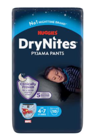 Трусики подгузники Huggies DryNites Pyjama pants  4-7лет 10шт для мальчиков