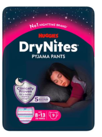 Трусики-подгузники Drynites для девочек 8-15лет 9шт