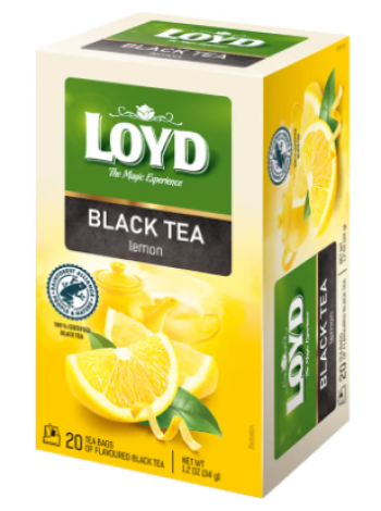 Черный чай в пакетиках Loyd 20 шт лимон