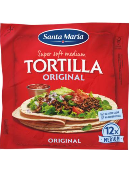 Пшеничные лепешки Тортилья Santa Maria Tortilla Original Medium 12 шт 480 г