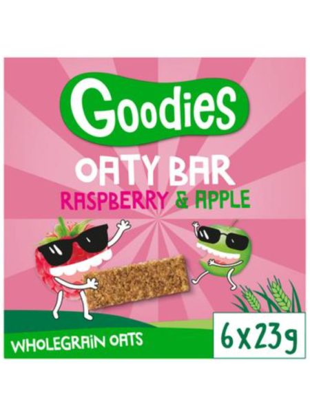 Батончики цельнозерновые овсяные Goodies Oaty Bars 6x23 г с малиной и яблоком