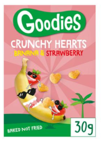 Чипсы кукурузные Goodies Crunchy Hearts Banana & Strawberry с бананом и клубникой 30 г