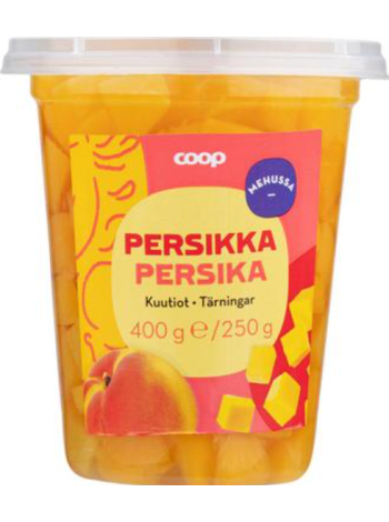 Кубики персика в собственном соку Coop persikka 400г / 250г 