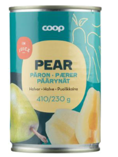 Половинки груши в сиропе Coop Päärynänpuolikkaat 410/230г