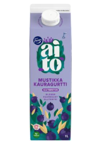 Овсяный йогурт с черникой Fazer Aito Gluteeniton Mustikka Kauravälipala 1л