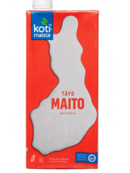 Молоко цельное низколактозное Kotimaista täysmaito 3,5% 1л UHT