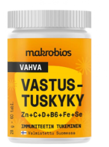 Мультивитаминно-минеральный комплекс Makrobios Vahva vastustuskyky Zn+C+D+B6+Fe+Se 60шт