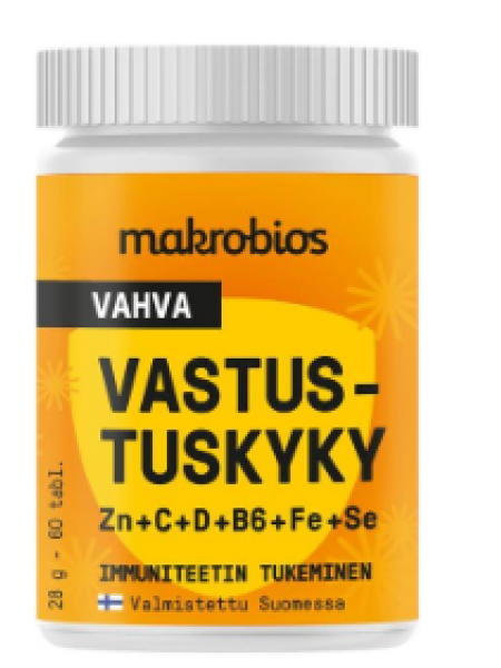 Мультивитаминно-минеральный комплекс Makrobios Vahva vastustuskyky Zn+C+D+B6+Fe+Se 60шт