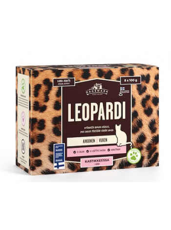 Влажный корм для кошек с курицей и говядиной в соусе беззерновой Dagsmark LEOPARDI 8 x 100 г
