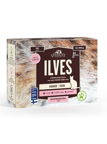 Влажный корм для кошек курица в соусе беззерновой Dagsmark ILVES 8 x 100 г