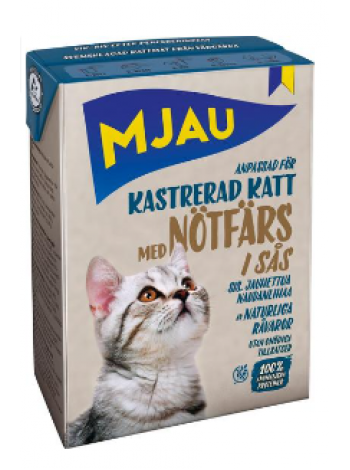 Влажный корм для кастрированных котов Mjau 370г Фарш из говядины в соусе