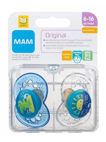 Натуральные каучуковые соски Ainu Mam Original с 6-16месяцев 2шт