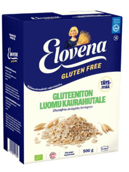 Органическая цельнозерновая овсянка без глютена Elovena gluteeniton luomu 500г