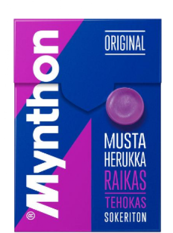 Концентрированные леденцы от боли в горле Mynthon Mustaherukka kurkkupastilli 85г черная смородина