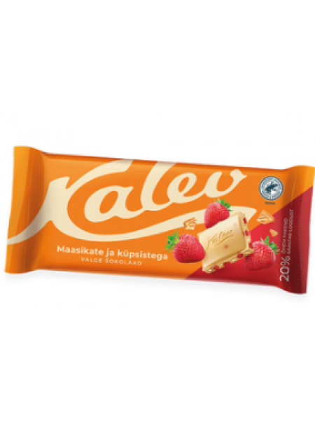 Белый шоколад Kalev с клубникой и кусочками печенья 100 г