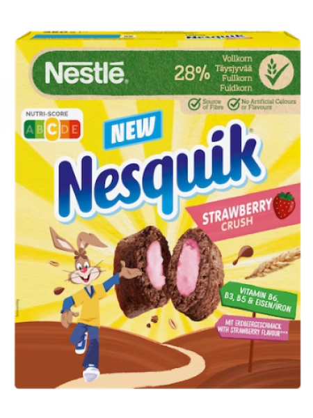 Цельнозерновые рисовые и кукурузные подушечки с начинкой со вкусом клубники Nestlé Nesquik Strawberry Crush 350 г
