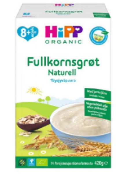 Цельнозерновая каша для детей HiPP Luomu 420г, 14 порций без вкусовых добавок с 8 месяцев