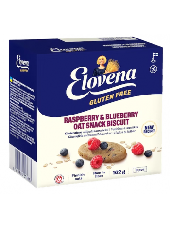 Безглютеновое печенье с малиной и черникой Elovena 9x18г