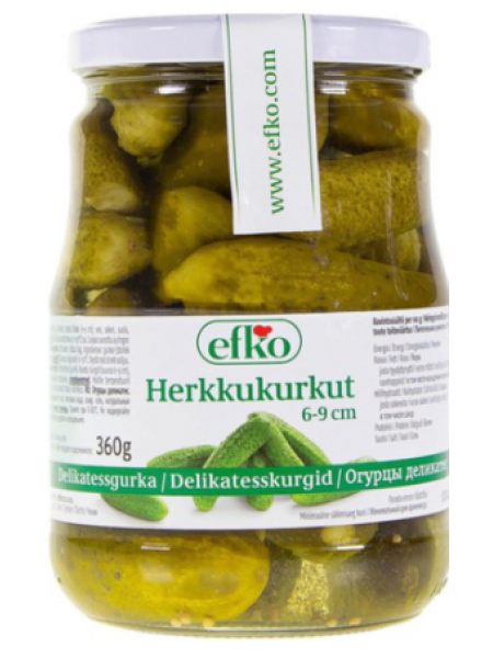 Корнишоны целые Efko Herkkukurkut kokonainen 670/360 г