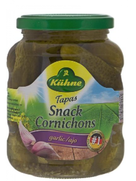 Соленые маленькие огурцы с чесноком Kühne pikkusuolakurkut valkosipuli 370г