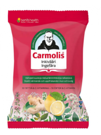 Леденцы на травах CARMOLIS INKIVÄÄRI 72г имбирь-лимон  