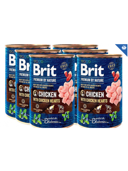 Влажный корм для собак Brit Premium by Nature 400 г 6 шт куриные сердечки