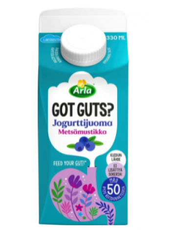 Питьевой йогурт Arla Got Guts Jogurttijuoma Metsämustikka 330г безлактозный с лесной черникой